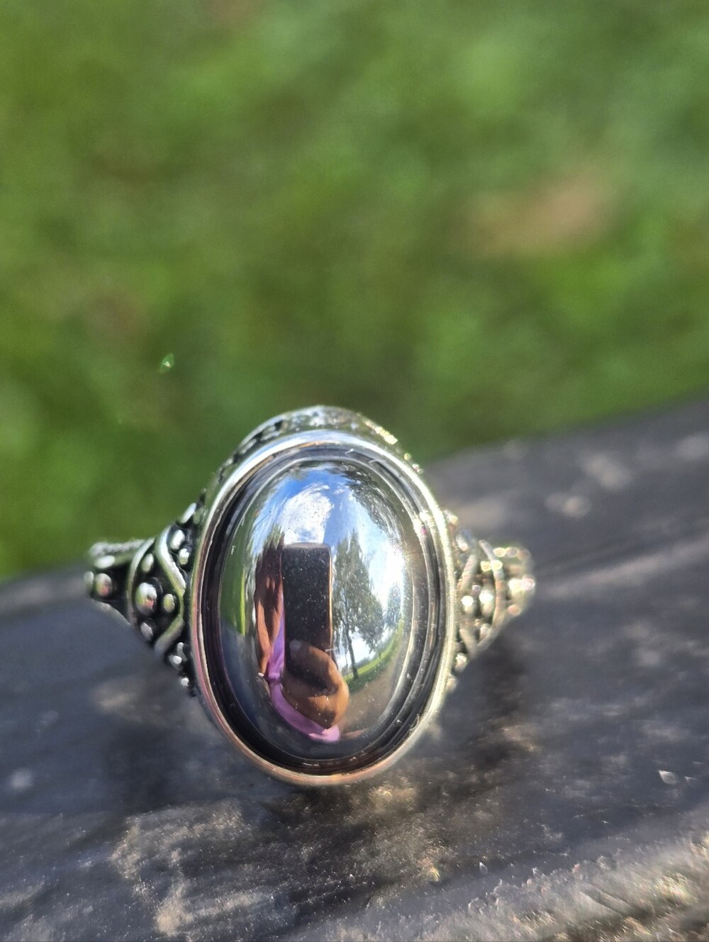 Hematite Vintage Gothic Ring Adjustable